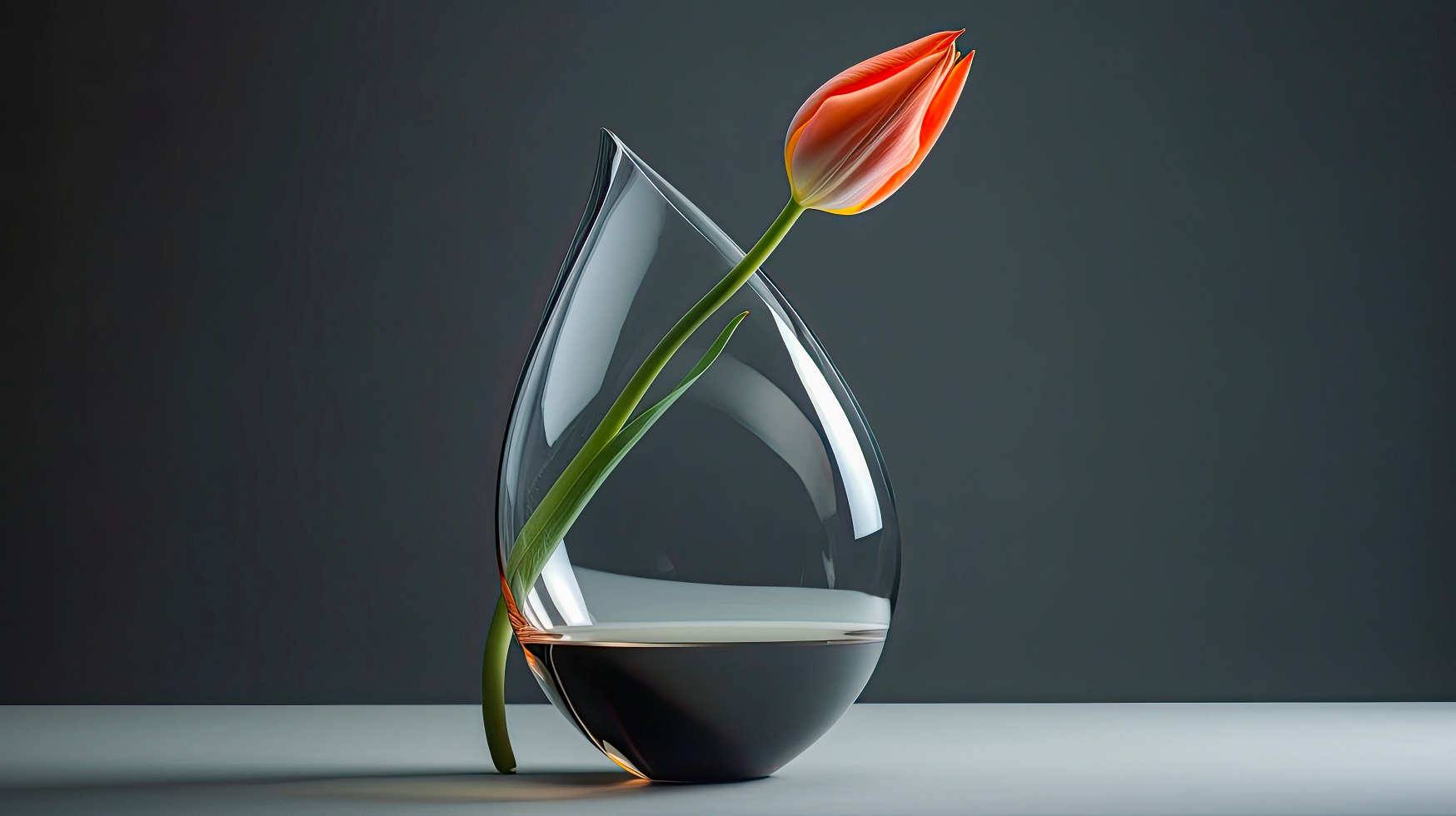 стеклянная ваза с тюльпаном
