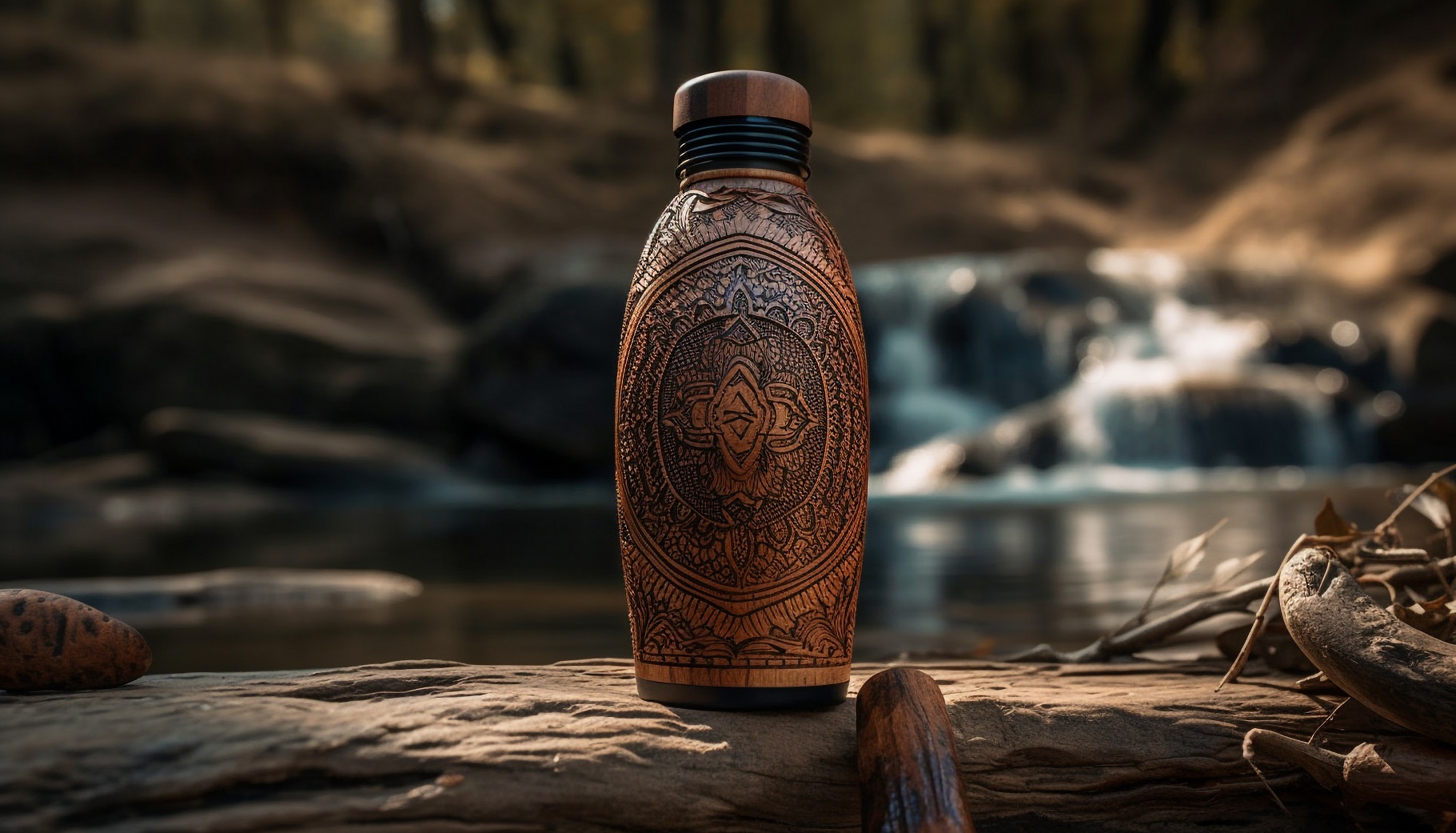 Деревянная бутылка с гравировкой